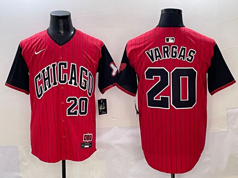 Men 2025 Chicago White Sox #20 Vargas Red Stripe Joint Name Nike MLB Jersey style 10->chicago white sox->MLB Jersey